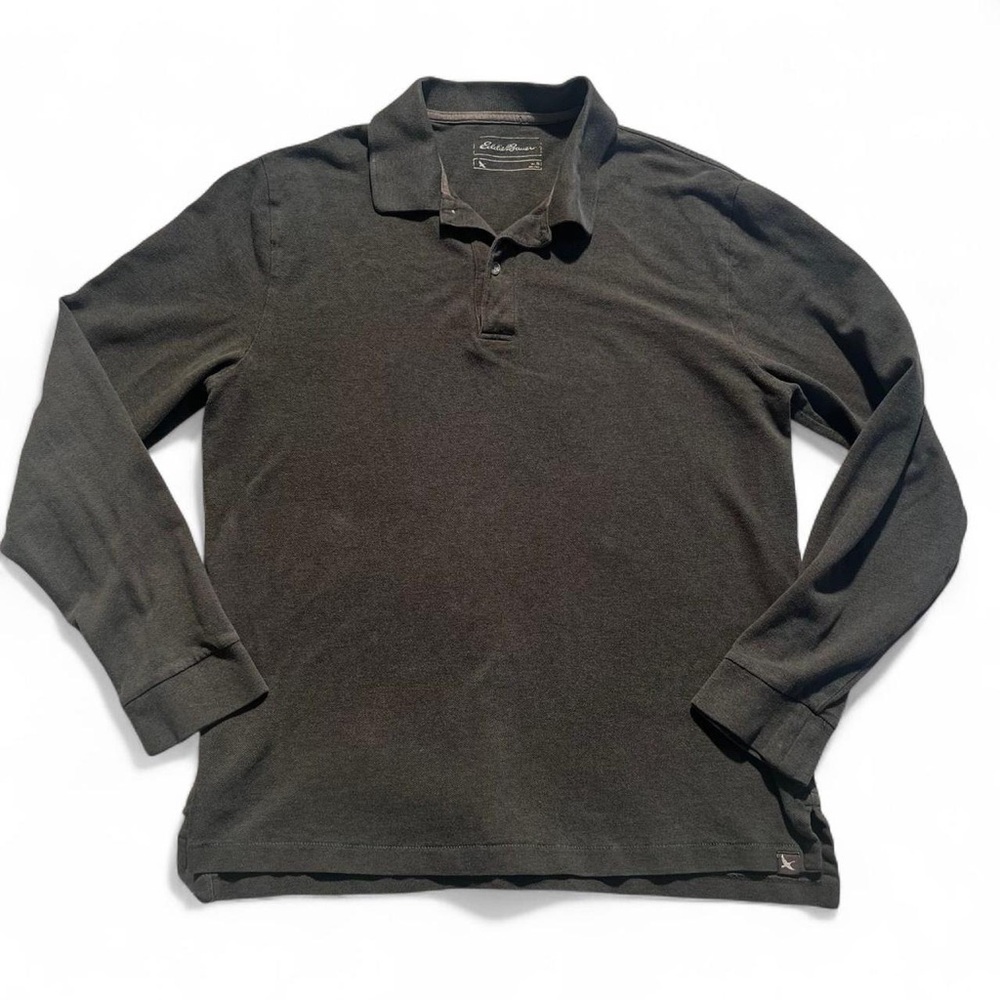 Eddie Bauer men's long-sleeved olive green polo - M